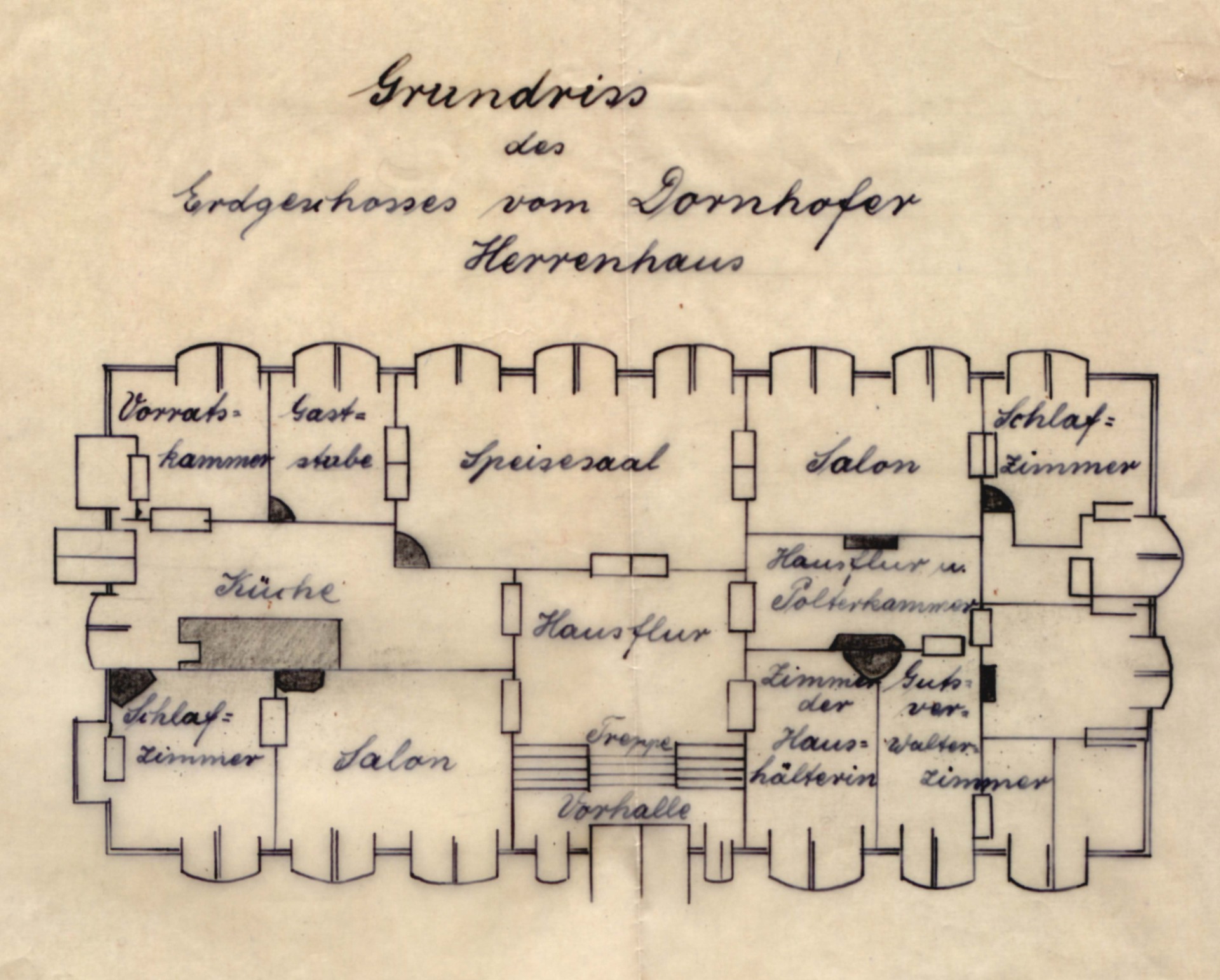 Ritning till undervåningen på Dornhof
